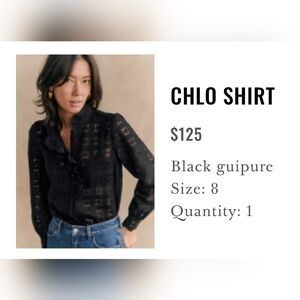 Sezane Chlo Shirt Black Guipure - Size 8